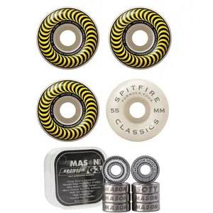 Spitfire Skateboard Wheels 55mm 99A Formula 4 Classics with Bronson Pro G3 Bearings