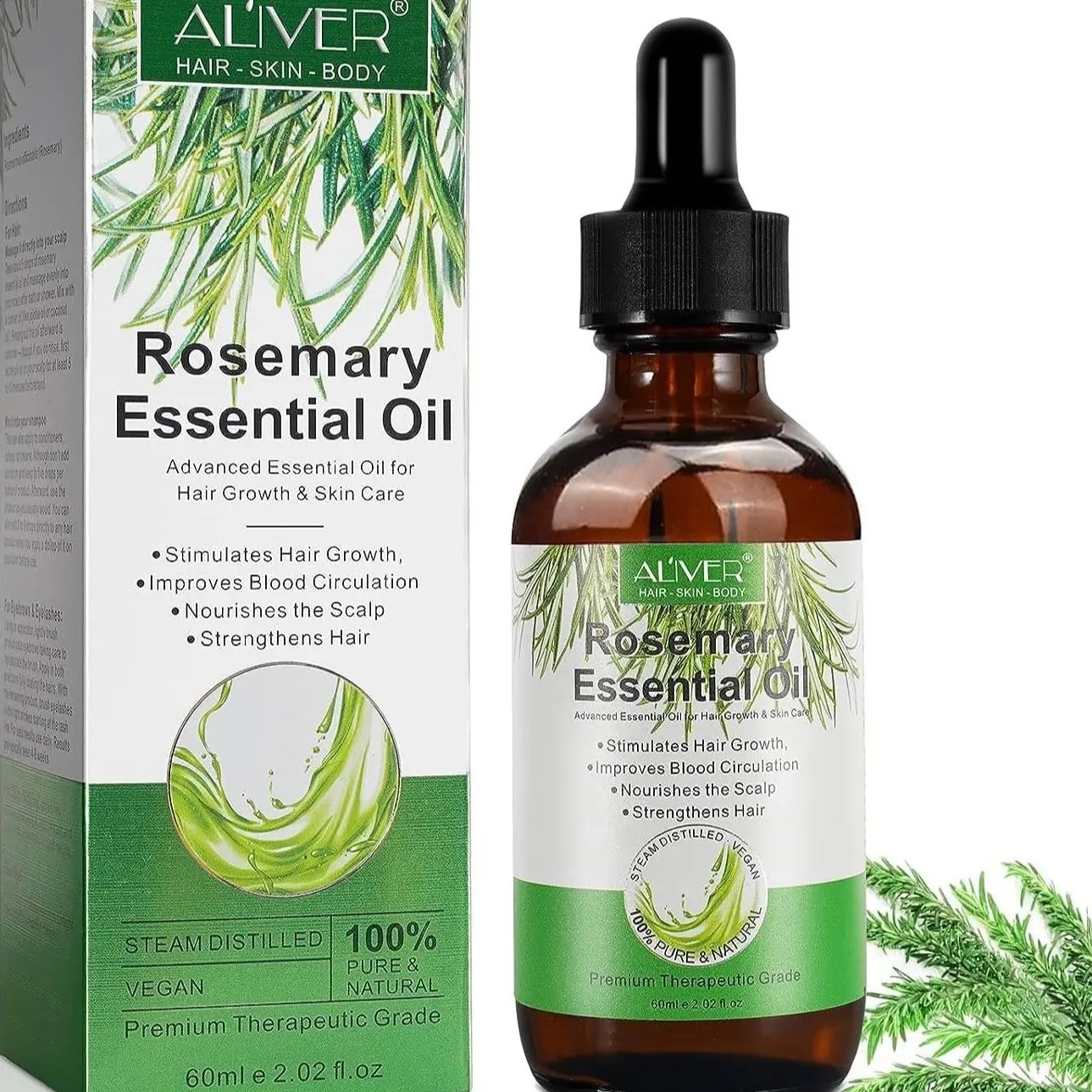Aliver 60ml Rosemary oil for Hair growth , nourishes the scalp, strengthens hair