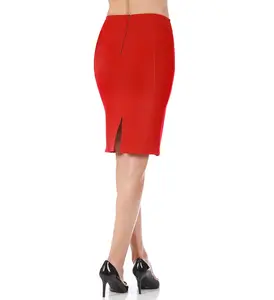 INSTANT FIGURE Short Pencil Skirt with Back Zip 16807M – Knee-Length Fitted Skirt for Women, Stretch Fabric with Invisible Zipper & Back Slit, Sleek Work-to-Evening Fashion Essential, Made in USA