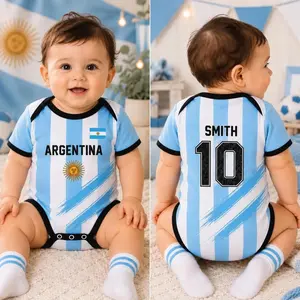 Personalized Argentina Soccer Baby Bodysuit, Custom Name Football Jersey Onesie, Argentina Flag Newborn Gift 1E0