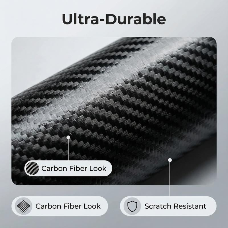 FONESO 7D Super Glossy Black Carbon Fiber Vinyl Wrap with Cutter & Hand Tool Set, Anti-Wrinkle, Air Release Automotive Bubble Wrap 60"x12", Self Adhesive Car Vinyl Sticker DIY Decals 1FT x 5FT Universal Fit for Car SUV Truck Motorcycle Bicycle - Black