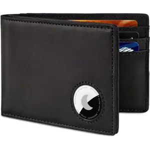 Wallet for Men, Bifold Full-Grain Leather Wallet for Air Tag, Men's Wallet with Airtag Holder, RFID Blocking, Cash Slots, ID Window
