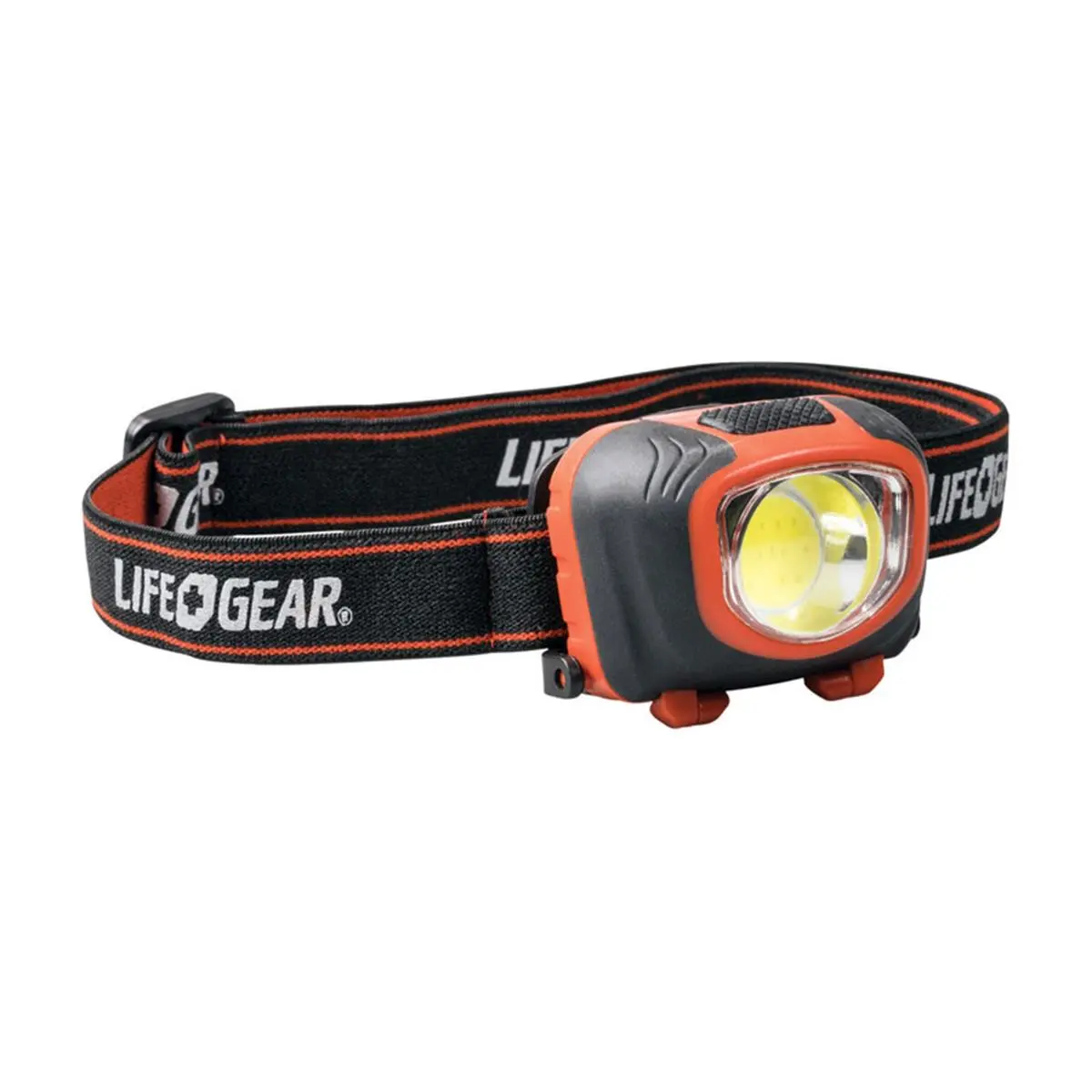 Life Gear LED Headlamp with Headband - 260 Lumens, Black & Red, Waterproof, Plastic, 0.32 lbs, High-Low Switch, Impact Resistant, 3 AAA Batteries Included (Ace Hardware Compatible)