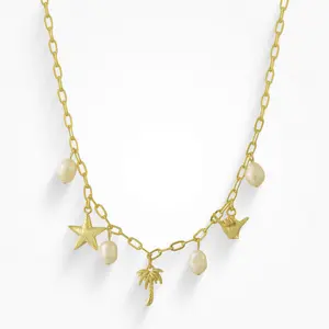EVRY JEWELS Gold or Silver Plated Women's Hypoallergenic Tropical Bliss Necklace