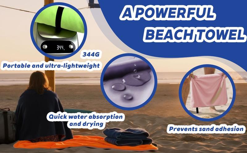 Magnetic Bath Towel Extra Large Quick-Drying Beach Towel Double-Sided Velvet Soft Portable Travel 4-Corner Magnets 520G Load