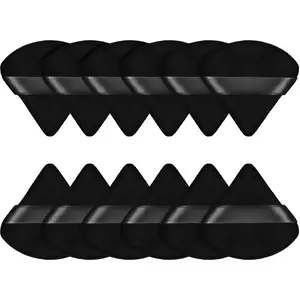 12 Pieces Powder Puff Triangle Face Makeup Cosmetic for Loose Powder Soft Body Washable Reusable Foundation Sponge Mineral Wet Dry Makeup Tool for Women(Small,Black)