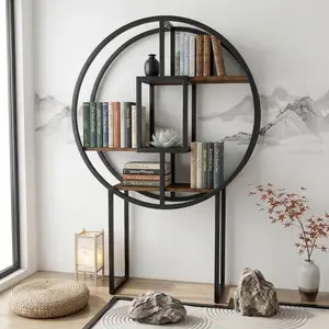 Round Bookshelf 4ft – Circle Bookcase & Display Shelf for Collectibles, Tall Book Shelf for Living Room, Lego Shelf Display, Small Bookshelf & Action Figure Shelf