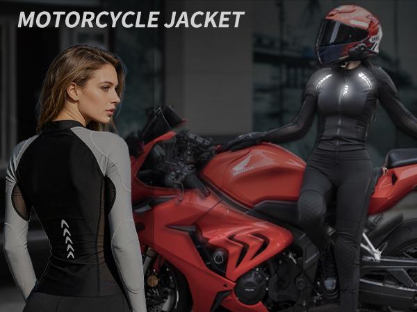 WOSAWE Mesh Motorcycle Jacket Women Padded Motorcycle Shirt with Back Pads Summer Sport Bike Gear