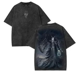 Retro Limited The Elder Scrolls: 2025 Morrowind Alduin – The World-Eater Game Graphic Tees Game Acid Washed Lightweight Cotton TSHIRT, Gift For Gamer