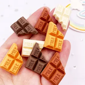 8pcs Mixed Resin 3D Simulation Milk Chocolate Flat back Cabochon Candy Food Figurine Embellishments DIY Scrapbook Home Decorative  Accessories Crafts