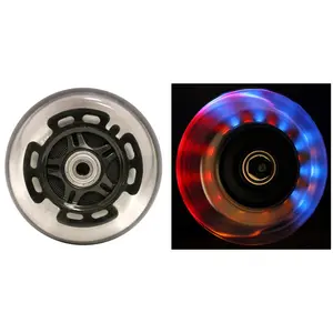 LED Scooter Wheels Set of 2 With Bearings - Black/Clear