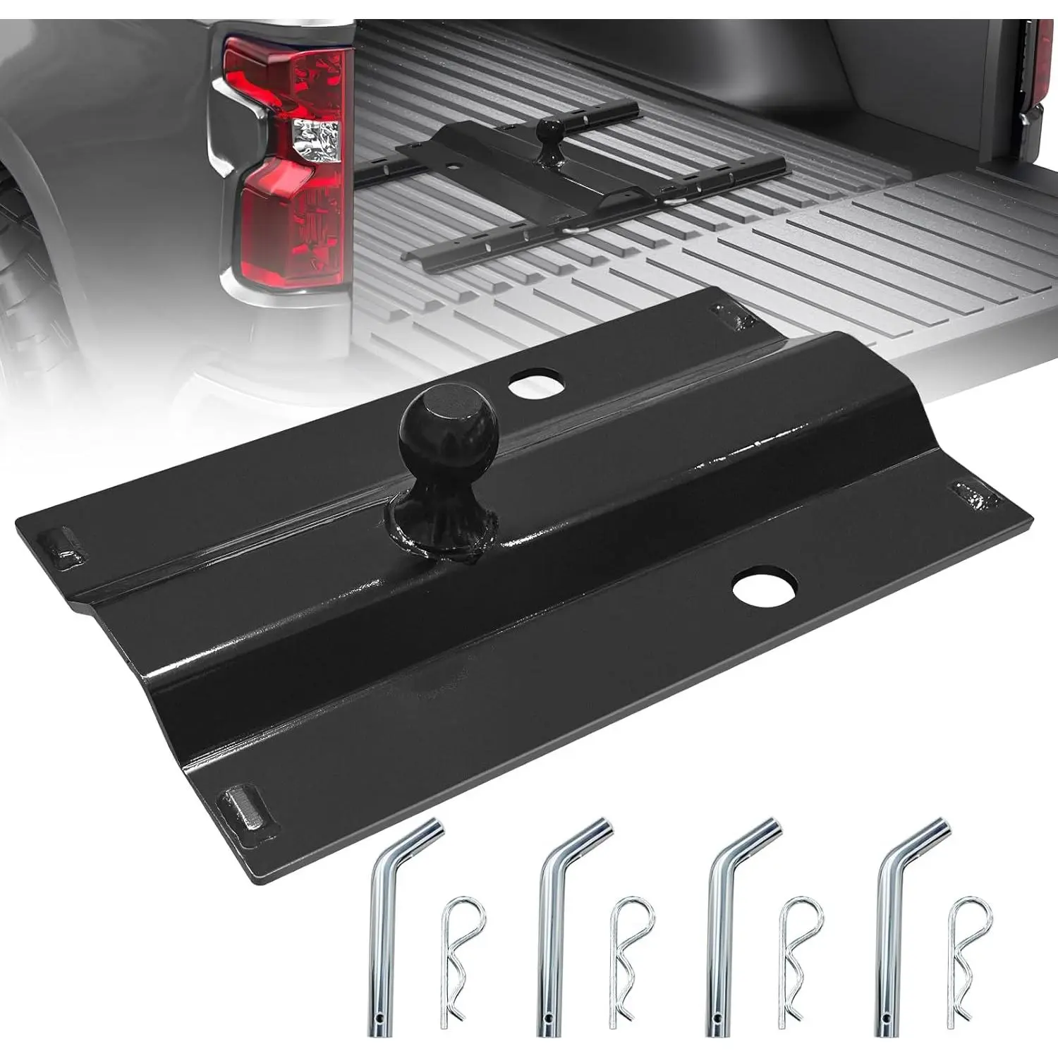 Universal Gooseneck Ball Plate Compatible with All Standard 5th Wheel Rails, Fits Industry-Standard Rails, 30,000 lbs, 2-5/16-Inch Ball
