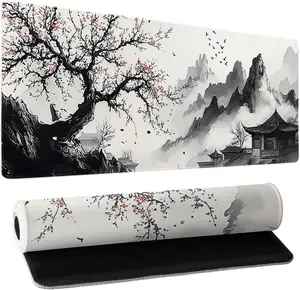Sakura Tree XL Gaming Desk Mat – 31.5" x 11.8" Large Mouse Pad for Keyboard and Mouse with Non-Slip Rubber Base for Home, Office & Gaming