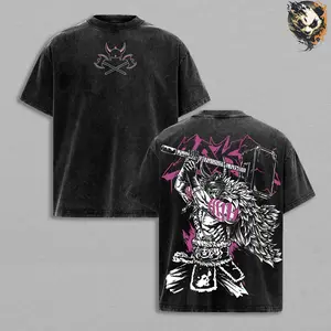 Loki Washed Tee – One Piece Anime T-Shirt, Giant Strength Elbaf Warrior Combat Power Mythical Giant Race Royal Authority Battle Energy Vintage Streetwear Trendy Otaku Gift Anime Fan
