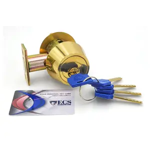 ECS HARDWARE Grade 1 Key-Controlled Deadbolt, Durable Premium US3 Bright Brass Security Lock with Flexible Keyway