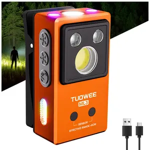 Rechargeable Headlamp with 6 Light Sources, LED Clip-On Work Light, Motion Sensor, UV & RGB Lights, Waterproof Magnetic Edc Flashlight, USB Rechargeable Headlamp, Portable Rechargeable Lighting