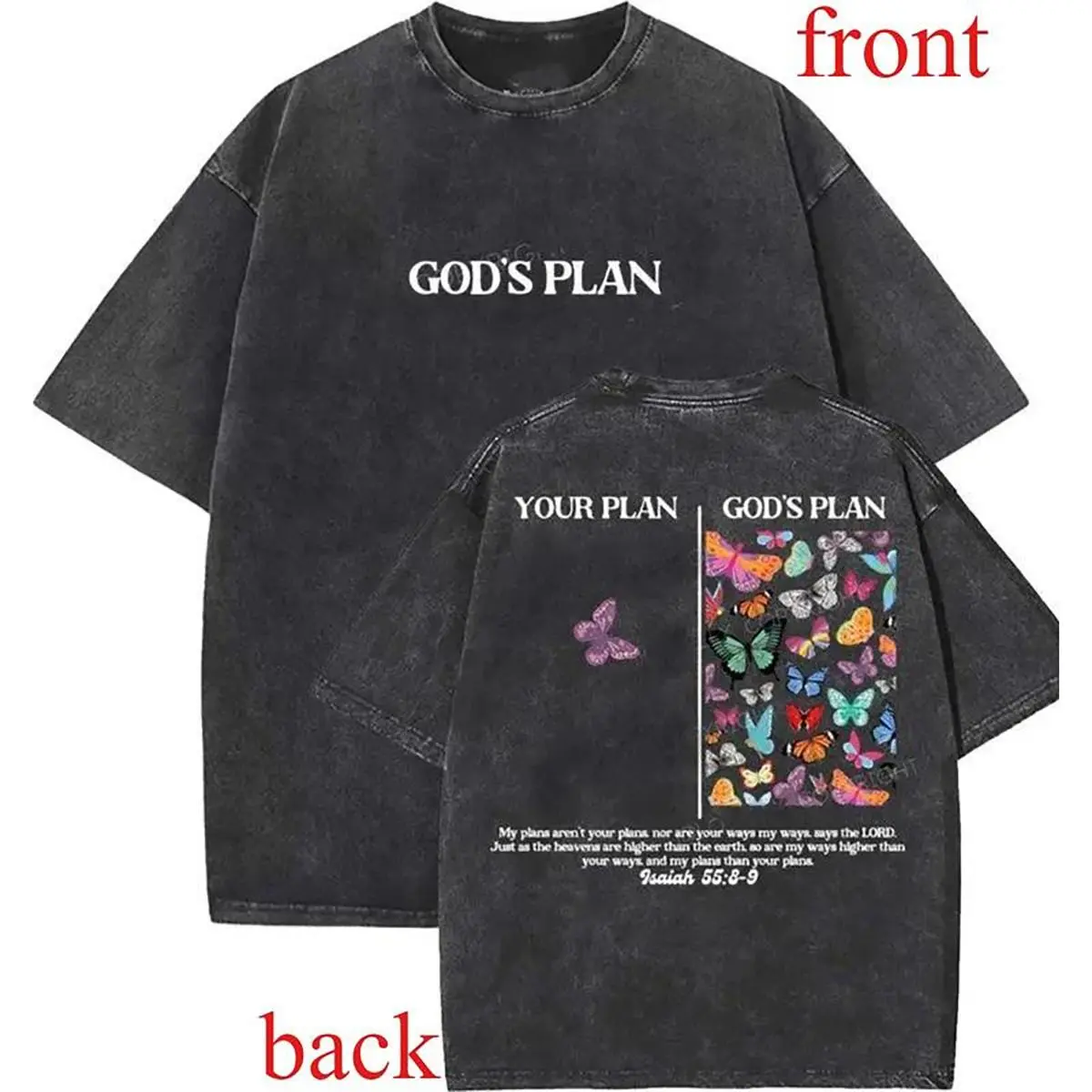 Women's Christian Printed Tee Tops - "God's Plan" 90s Vintage Streetwear Vibe, Soft Breathable Cotton Fabric, Short-Sleeve Round Neck, Casual Relaxed Fit