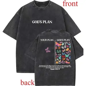 God's Plan Christian T-Shirts Vintage 90s Graphic Tee Gift Top Made In USA For Women For Men [SaffronSequin 180G/230G 100% cotton short-sleeve/hoodie, soft and comfortable]