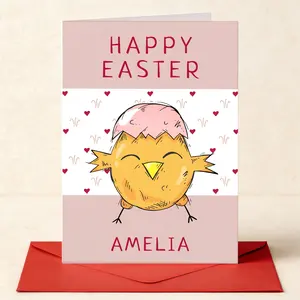 1 piece of shell breaking chicken Easter greeting card envelope set with blank inner pages, suitable for personalized name customization for Easter blessings, birthday gratitude greetings, universal scenes, cute and fresh visual theme greeting cards