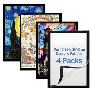 Self-Adhesive Magnetic PVC Photo Frame for Diamond Art Canvas, Wall-Mounted Display Frame, Wall Gallery Frames, Home Decor Accessory, A4/a5/a6 Size, Modern Simple Design, Suitable for Home & Office