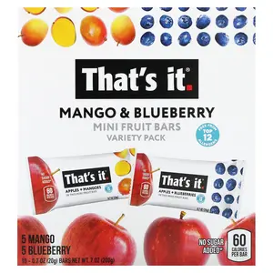 That's It Mini Fruit Bars,  Variety Pack, Mango & Blueberry, 10 Bars, 0.7 oz (20 g) Each