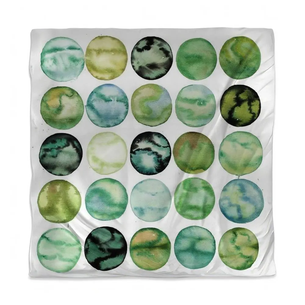 Begin Home Decor 3817-SWCQ-AB73 Light Green Circular Print Queen Size Decorative Duvet Cover - Green Circles Bedding Cover, Breathable Microfiber Fabric, Machine Washable, Easy to Care For, Fade Resistant, Calming Vibe for Modern Bedroom