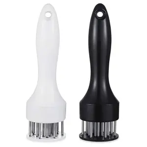 Meat Tenderizer Tool with Ultra Sharp Stainless Steel Needle Blades - 2 Pack for Tenderizing and Cooking BBQ, Marinade, Steak, Beef, and Poultry Kitchen Set (both black)