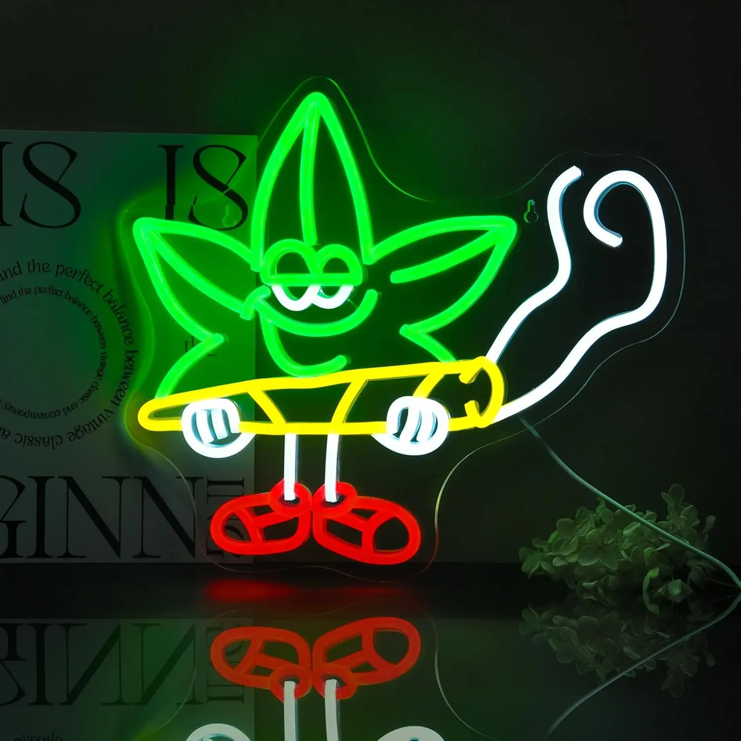 Cannabis Green Leaf Neon Light Sign, Dimmable LED Cigar-Cigarette Ambient Decoration Lamp, Indoor Specialty Wall Decor for Parties, Clubs, Christmas Gifts