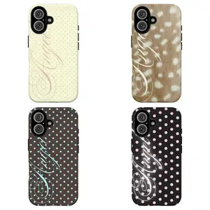 Retro Polka Dot "Angel" Girly Phone Cas|Y2K "Angel" Cursive Polka Dot Shockproof Cover For iPhone 17 Pro Max 16 15 14 13 12 11 for Samsung S21 S22 S23 S24 S25 S26 Phone Case|Tough Phone Case|gift for him for her