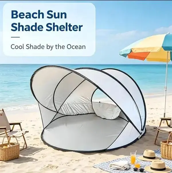 Fully Automatic Easy Quick-Opening Tent, Beach Tent, Portable 2-3 Person Beach Sunshade Tent for Camping, Sturdy Structure, Fishing, And Backyard Fun, Family Trips, And Outdoor Adventures