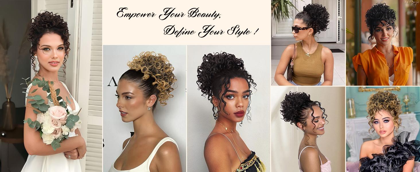 VOSILK Lommel Messy Bun Hair Piece for Women 90g Elastic Drawstring Loose Wave Curly Hair Buns HairPiece Synthetic Hair Bun Hair Extensions for Women Daily Use