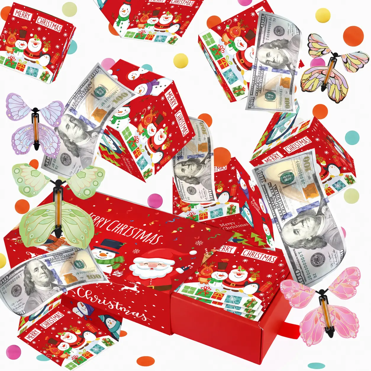 Surprise Gift Box with 10 Pop-Up Mini Boxes & 8 Flying Butterflies, Exploding Prank Box for Birthdays, Christmas, Anniversaries and Special Occasions