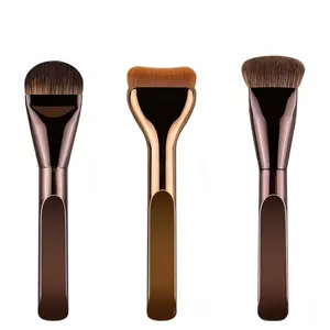 3-Pack Flat Head Foundation Brush Set, Cosmetic Brushes, Metal Frame Makeup Tools, Ideal for Concealer & Contouring, Perfect for Smooth Application