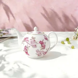 Aynsley Elizabeth Rose Fine Bone China Teapot (1100ml), Lead-Free, Cadmium-Free Kitchen Drinkware with Ceramic Tea Cups