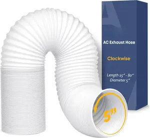 Portable Air Conditioner Hose - AC Hose with 5" Diameter, Clockwise Thread & Length up to 80" - Exhaust Hose for Portable Air Conditioner Vent Compatible with Delonghi &  Air Conditioner