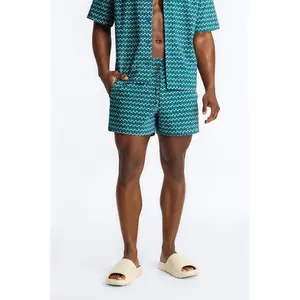Disco Plunge Geometric Swim Trunk 4″ - Teal/combo