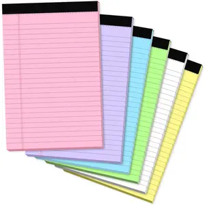 5x8 Colored Small Legal Pads, 6 Pack Perforated College Ruled Lined Note Pads, Pink & Purple, 30 Sheets per Mini Notepad for Office School Home