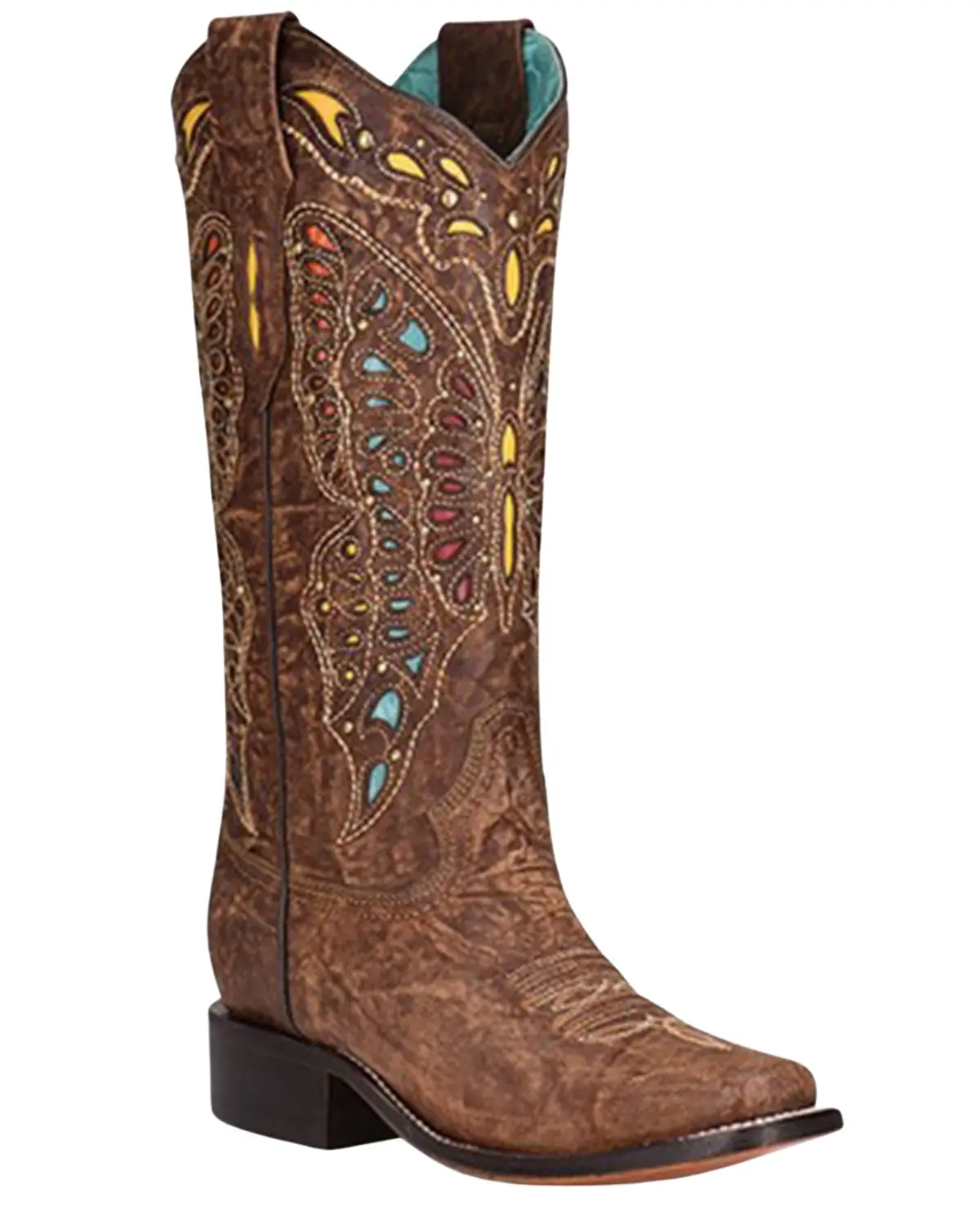 Corral Women's Women'S Butterfly Studded Inlay Western Boot Square Toe - A4207
