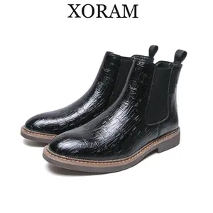 New men's versatile Chelsea boots, fashionable British-style casual shiny short boots, non-slip and wear-resistant business casual formal boots 581
