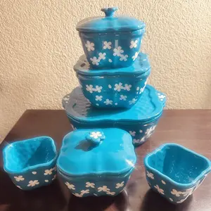 Temptations  field of flowers Baking dish_ Blue_ set of 10