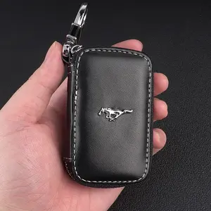 1Pc Leather Key Wallet Car Key Bag Multi Function Key Case Car Accessories For Ford Mustang Universal Big Size Mustang Shelby GT