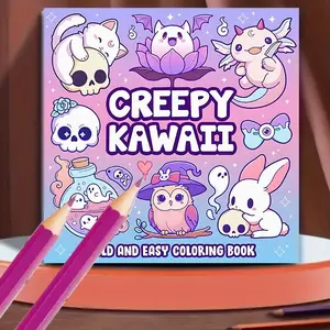 Creepy Kawaii Coloring Book, 1 Count 20 Pages Cute Creative Coloring & Doodling Art Notebook without Pencil, Suitable for Friend Party and Relaxation, Art Supplies, Artistic Expression