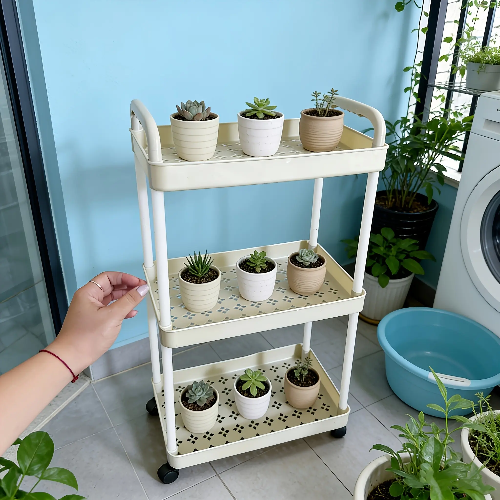 Personalized Multi-Functional Small Cart, Cart Display Stand, Compact Size, Mobile Movable Storage Shelf, Home Bedroom Kitchen Basement Organizer, Multi-Layer Shelving Unit
