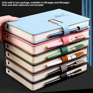 A5 Leather Notebook with Bookmark, Soft Cover Notebook, Vintage Business Meeting Notebook, Suitable for Adult Students, Home School Office Stationery