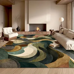Abstract Area Rug Soft Carpet in Beige Green Gray and Turquoise A Modern Style in Beige Suitable for Living Room Bedroom or Outdoor Use Machine Washable