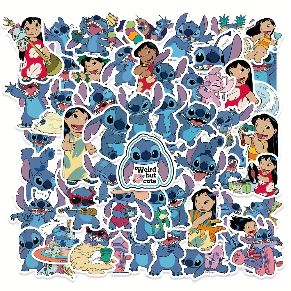 50pcs Disney Stitch Stickers, Cartoon Cute DIY Stickers for Waterbottle Notebook Luggage Case Decoration