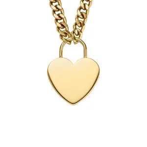 Fossil Women's Sutton Gold-Tone Stainless Steel Heart Necklace