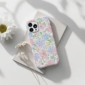 Watercolor Spring Floral Phone Case, Hydrangea Blooms Tough Protective case, fun design, compatible with iPhone 17 Pro Max, 17Air, 16 Pro, 15 Plus, 14, 13, 12 and 11, TPU full screen, shockproof, stylish, scratch-resistant, soft silicone material