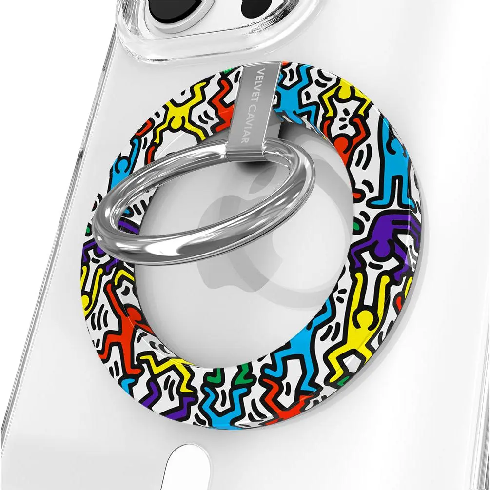 Velvet Caviar Keith Haring Rainbow Dancers MagSafe Grip Ring - Iconic Art-Inspired Magnetic Mobile Smartphone Cellphone Grip, Stand, Holder & Accessories, Magnetic Phone Holder