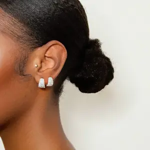 A&M Classic Moissanite Huggies Earrings in 925 Sterling Silver